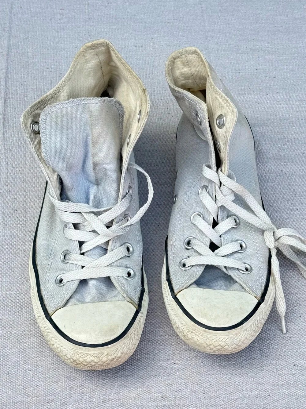 Classic High-Top Canvas Sneakers - dusty gray blue